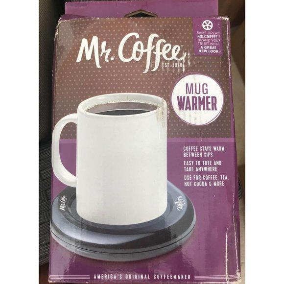  Mr. Coffee Mug Warmer for Coffee and Tea, Portable Cup Warmer  for Travel, Office Desks, and Home, Black